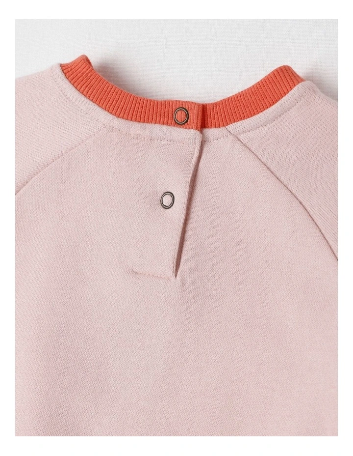 Essentials Bailey Raglan Sleeve Sweat Top with Tulip Boucle in Light Pink image 5
