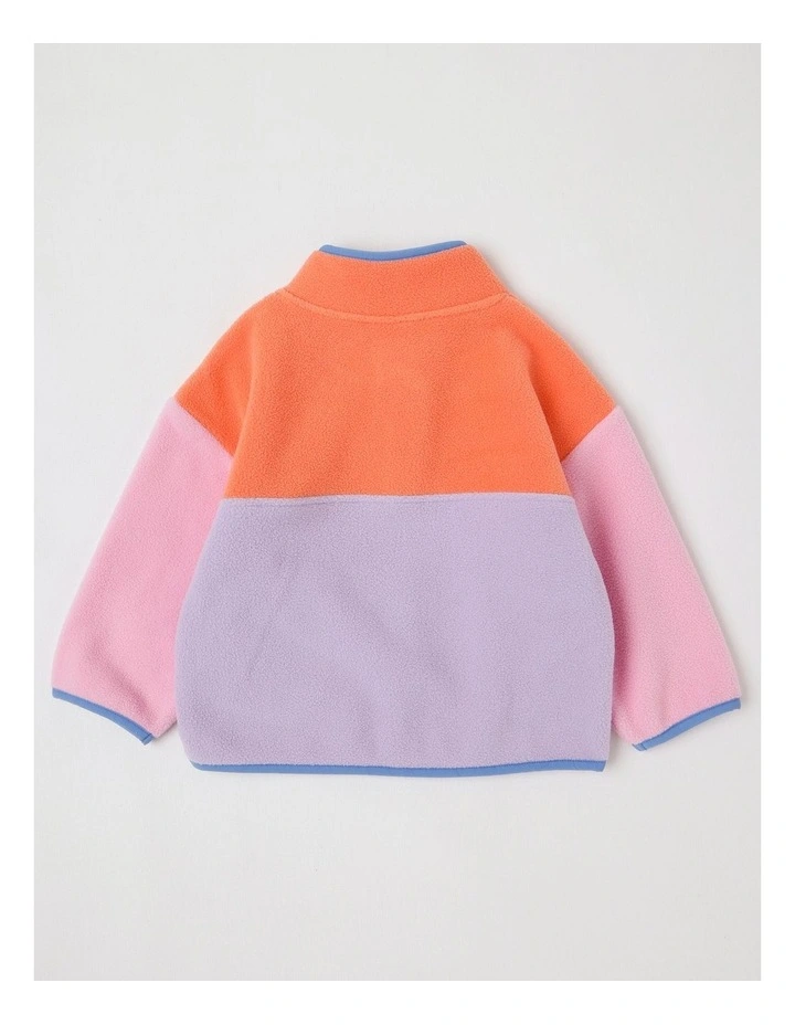 Essentials Pedro Microfleece 1/4 Zip Sweat with Rainbow Pocket in Pink image 3