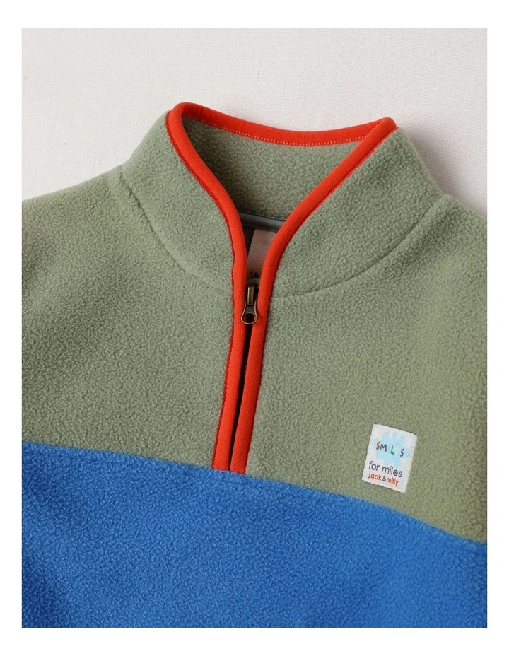 Essentials Pedro Microfleece 1/4 Zip Sweat with Tree Pocket in Blue image 2
