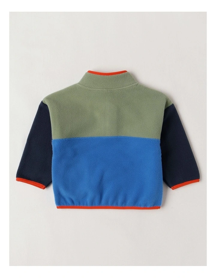 Essentials Pedro Microfleece 1/4 Zip Sweat with Tree Pocket in Blue image 3