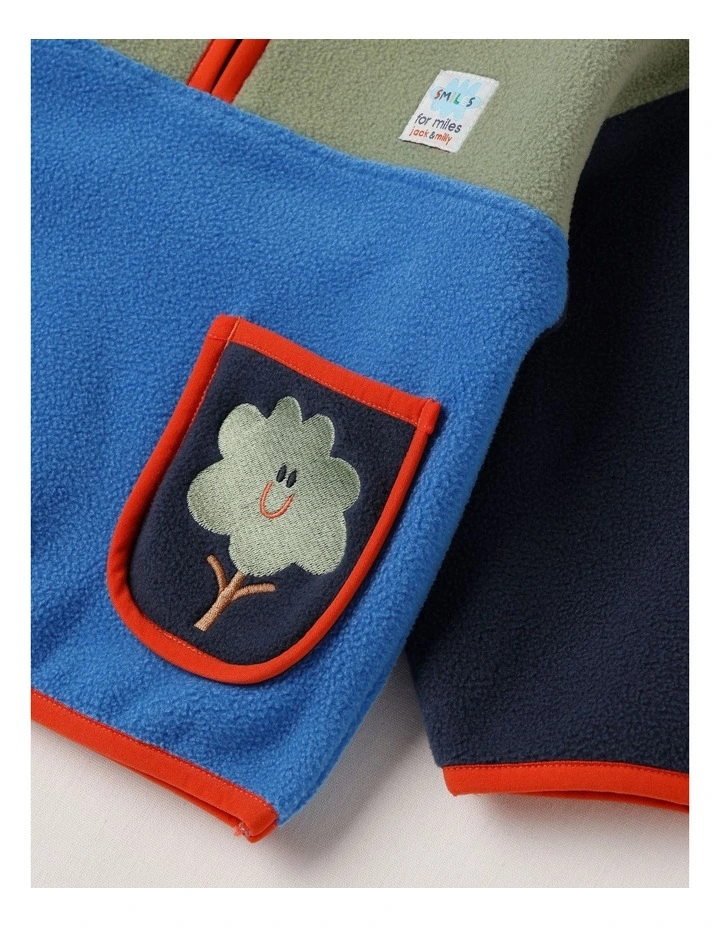 Essentials Pedro Microfleece 1/4 Zip Sweat with Tree Pocket in Blue image 4