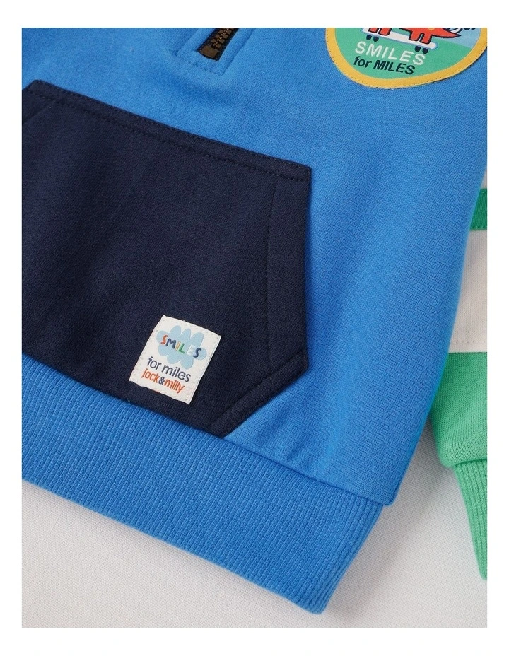 Eddie 1/2 Zip Sweat Top with Badging in Blue image 4