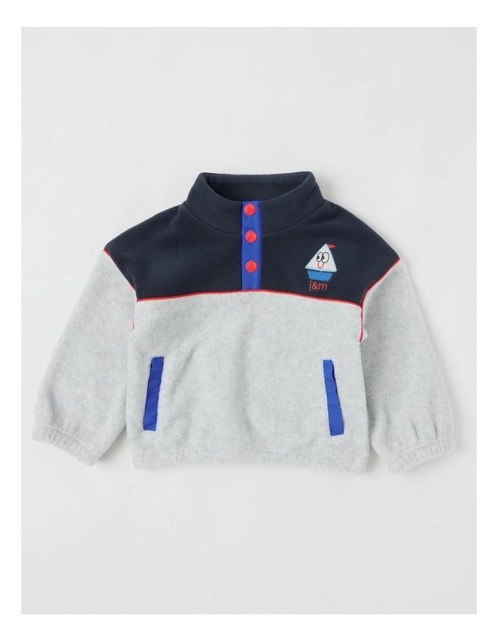 Skipper Microfleece 1/4 Zip Sweat in Grey image 1