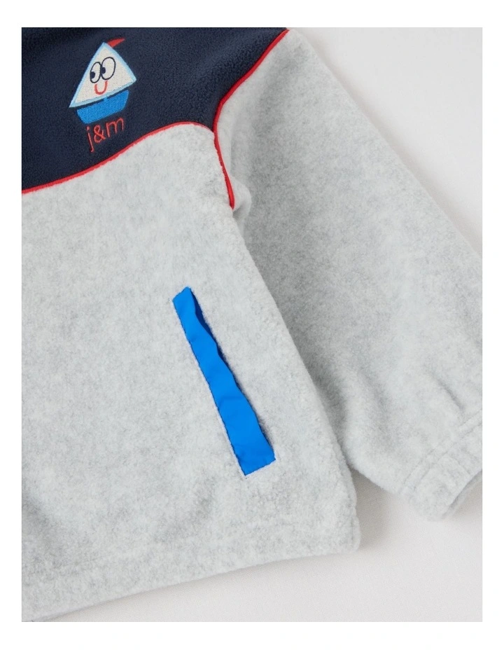 Skipper Microfleece 1/4 Zip Sweat in Grey image 3