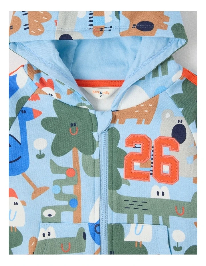 Mike Sporty Zip Thru Sweat Top in Blue image 2