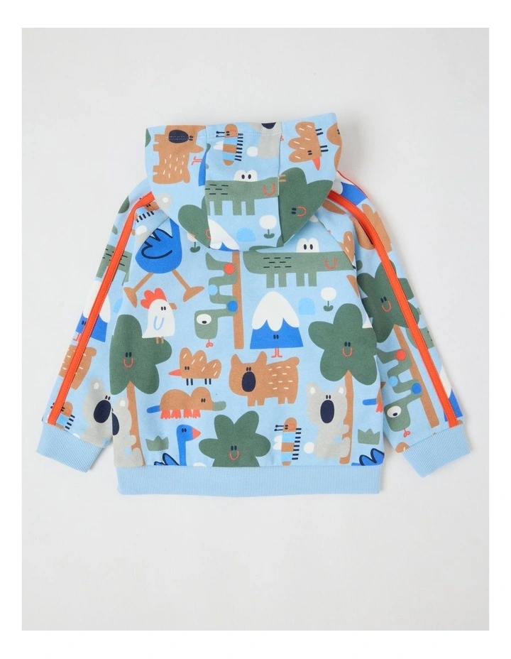 Mike Sporty Zip Thru Sweat Top in Blue image 3