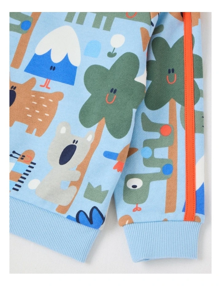 Mike Sporty Zip Thru Sweat Top in Blue image 4