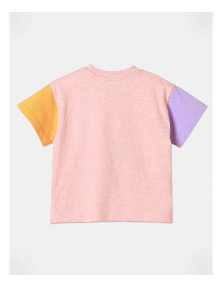 Kitty Essential Short Sleeve Happy Cat T-Shirt in Pink image 3