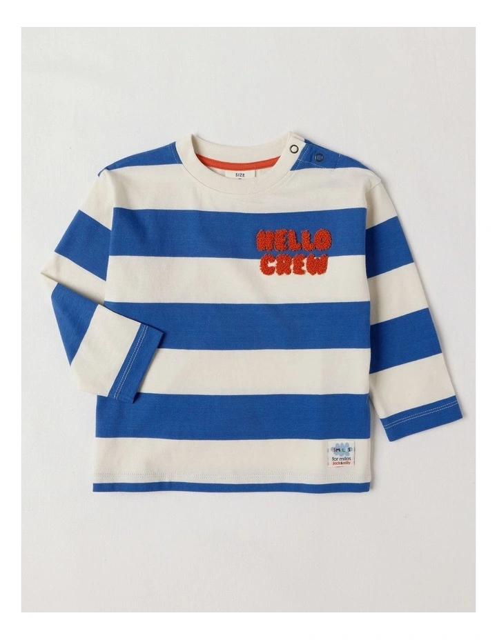 Essentials Rocket Hello Crew Boucle Tee in Blue image 1