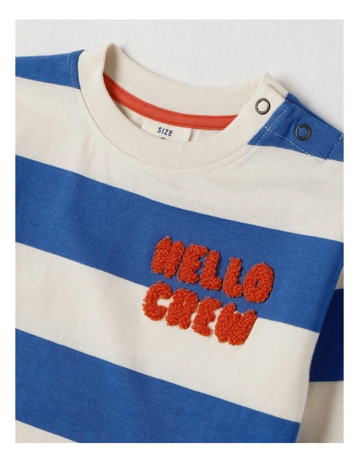 Essentials Rocket Hello Crew Boucle Tee in Blue image 2