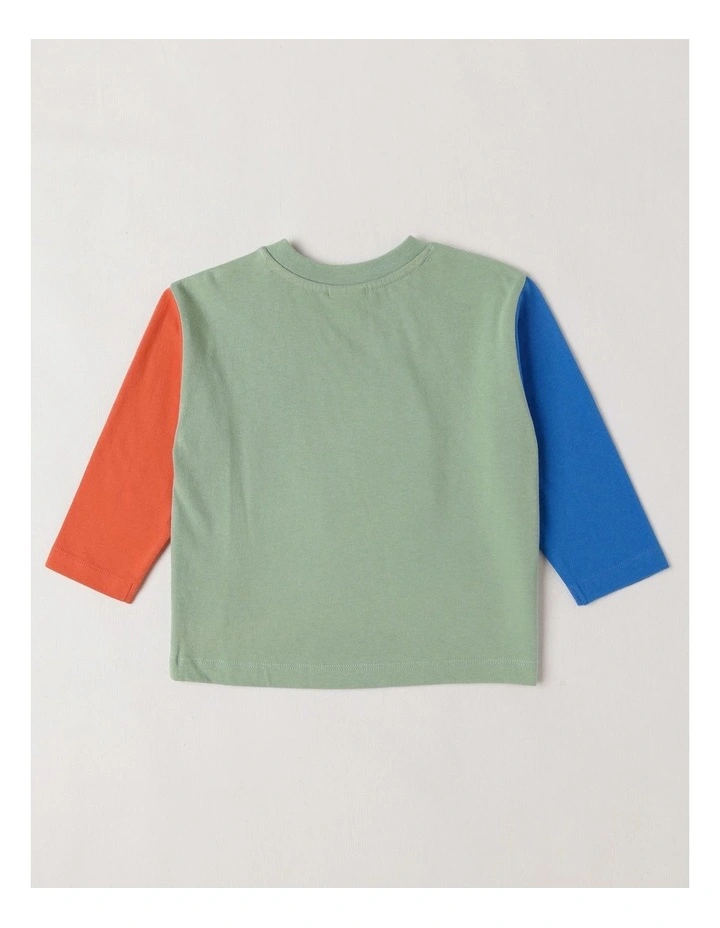 Essentials Arlo Colourblocked Doggo Skater Boucle Tee in Sage image 3