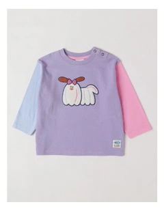 Essentials Arlo Colourblocked Best In Show Boucle Tee in Lilac