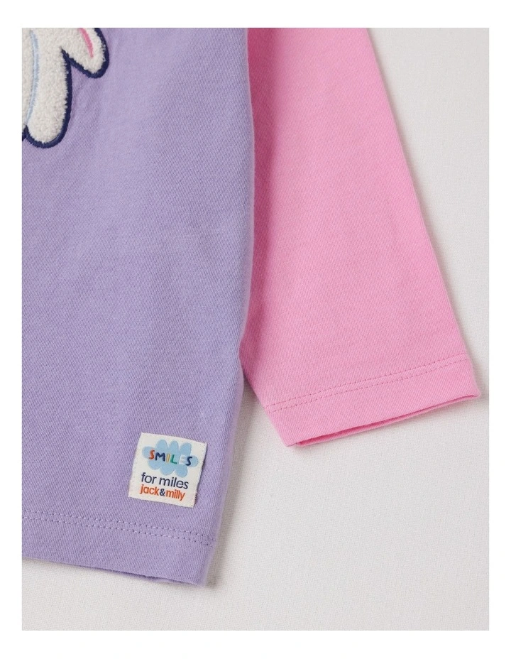 Essentials Arlo Colourblocked Best In Show Boucle Tee in Lilac image 2