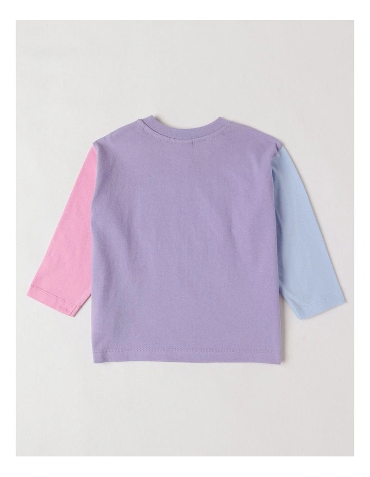 Essentials Arlo Colourblocked Best In Show Boucle Tee in Lilac image 3
