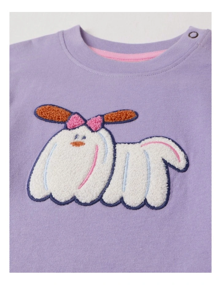 Essentials Arlo Colourblocked Best In Show Boucle Tee in Lilac image 4