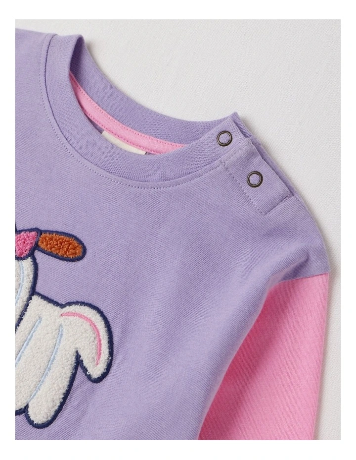 Essentials Arlo Colourblocked Best In Show Boucle Tee in Lilac image 5