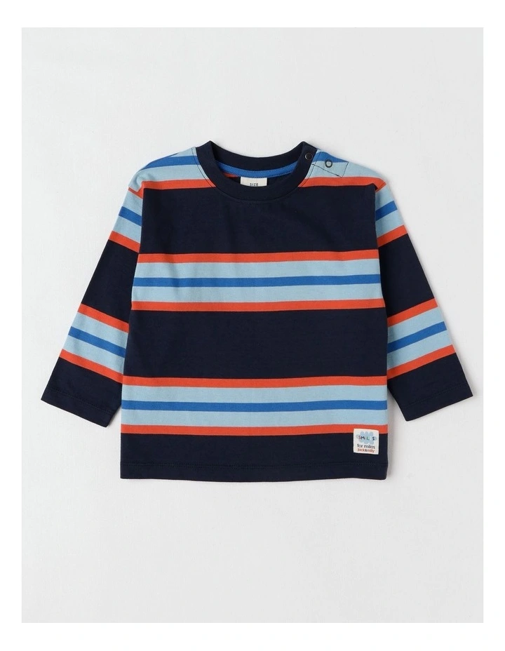Essentials Jack Engineered Stripe Tee in Navy image 1
