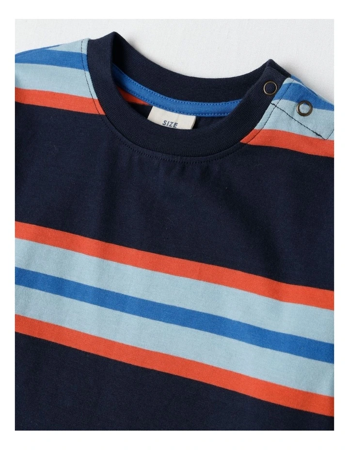 Essentials Jack Engineered Stripe Tee in Navy image 2
