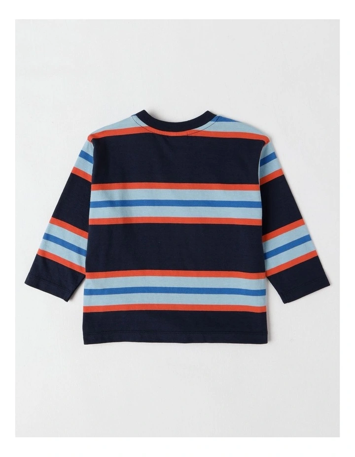 Essentials Jack Engineered Stripe Tee in Navy image 3