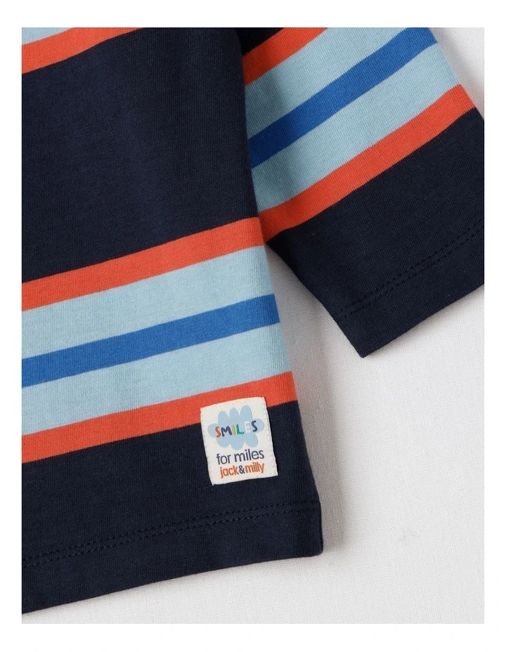 Essentials Jack Engineered Stripe Tee in Navy image 4