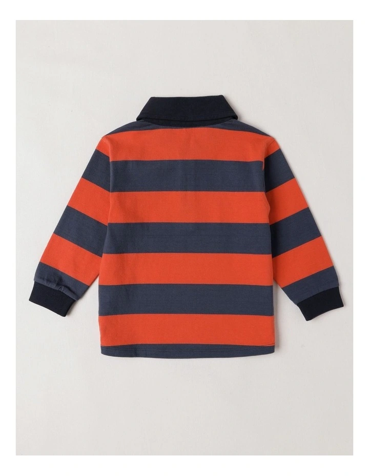 Miles Stripe Rugby Tee with Embroidery in Navy image 3