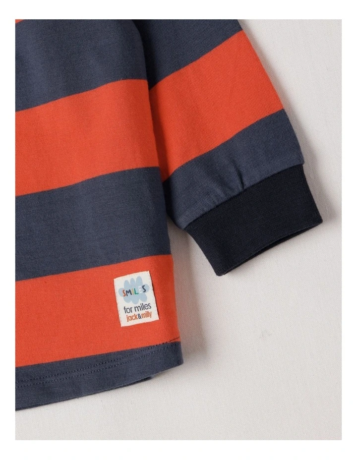 Miles Stripe Rugby Tee with Embroidery in Navy image 4