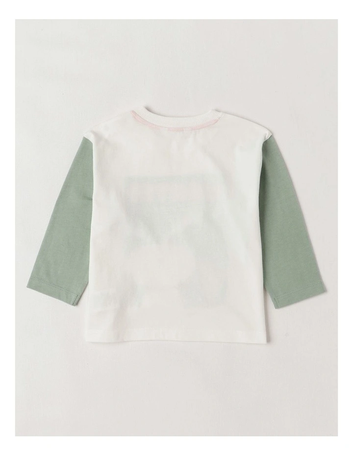 Matty Colourblocked Wanted Bunny T-Shirt in Green image 3