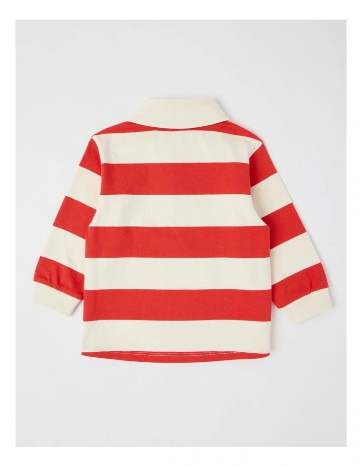 Miles Stripe Rugby Tee with Embroidery in Red image 3