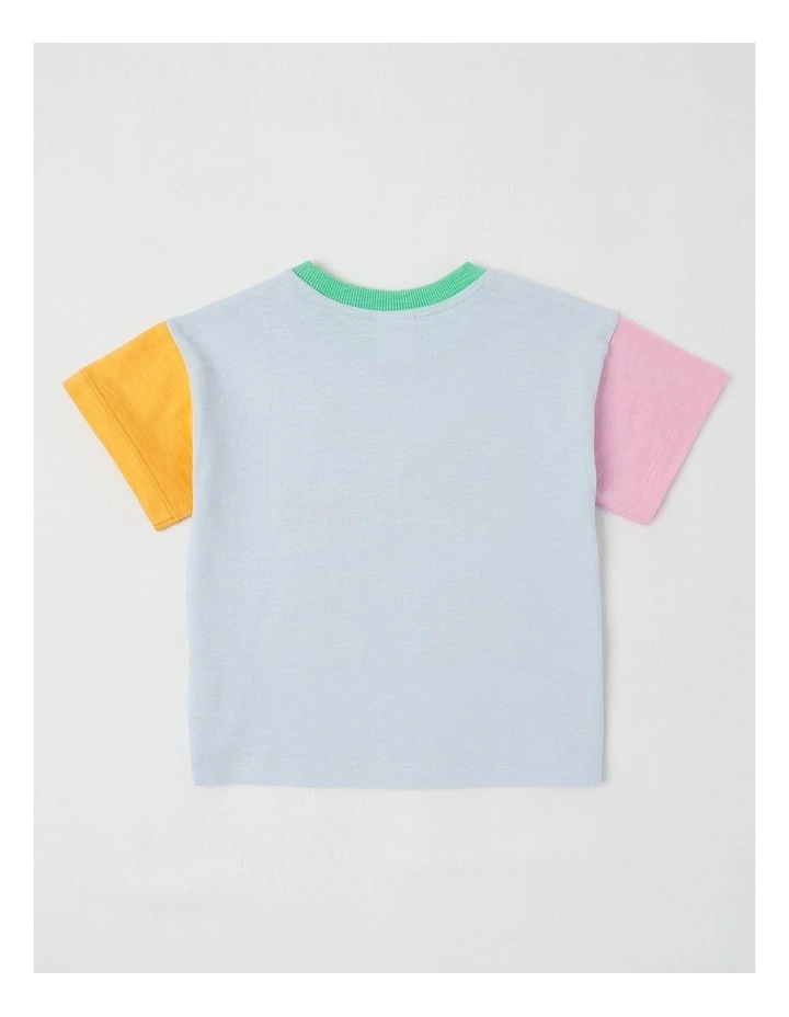 Essentials Lucky Summer Fun Boucle Tee in Blue and Pink image 3