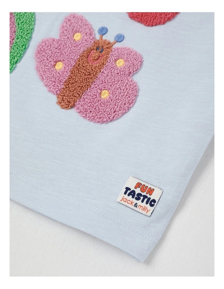 Essentials Lucky Summer Fun Boucle Tee in Blue and Pink image 4