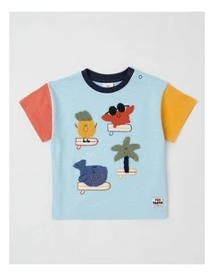 Essentials Lucky Surfer Buddies Boucle Tee in Blue