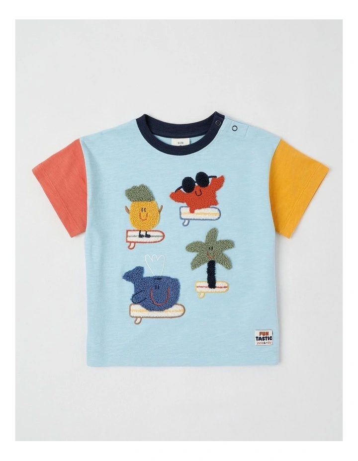 Essentials Lucky Surfer Buddies Boucle Tee in Blue image 1