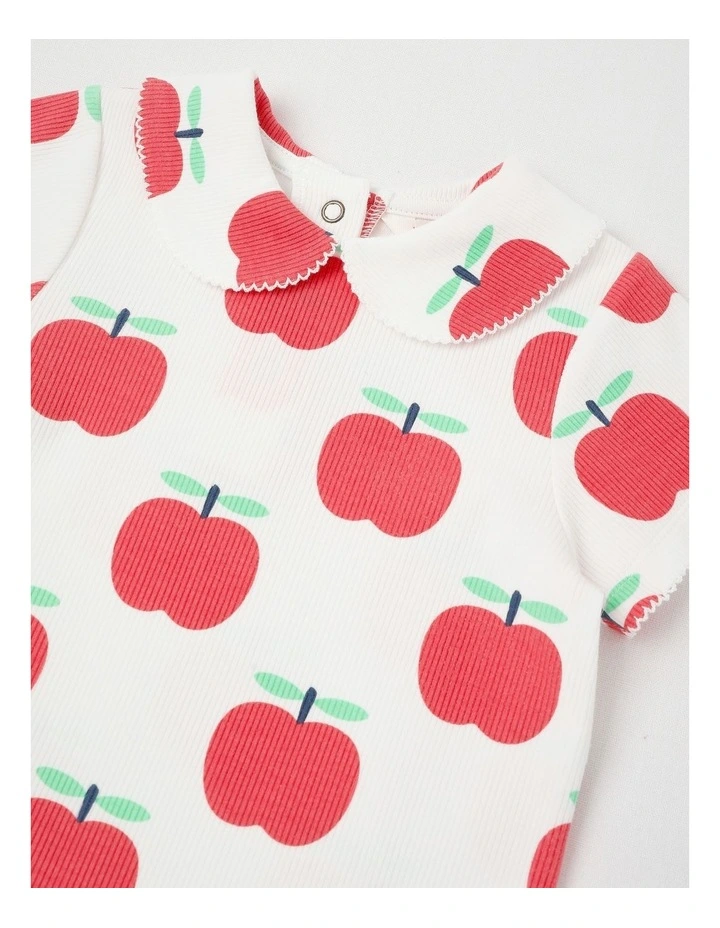 Pheoebe Rib Top in Apple Print in Cream image 2