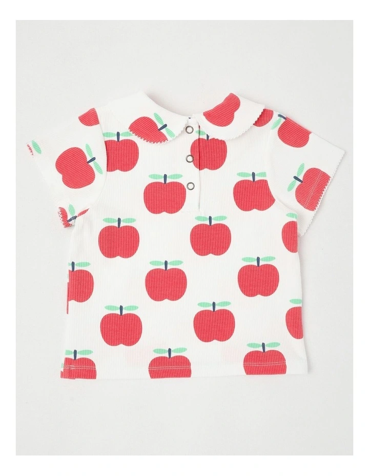 Pheoebe Rib Top in Apple Print in Cream image 3