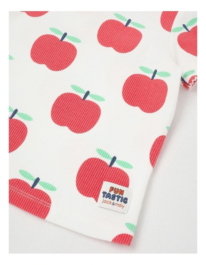 Pheoebe Rib Top in Apple Print in Cream image 4