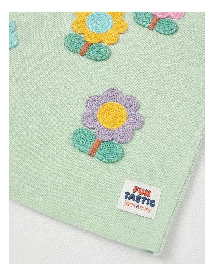Ruby Top with Crochet Flowers in Light Green image 4