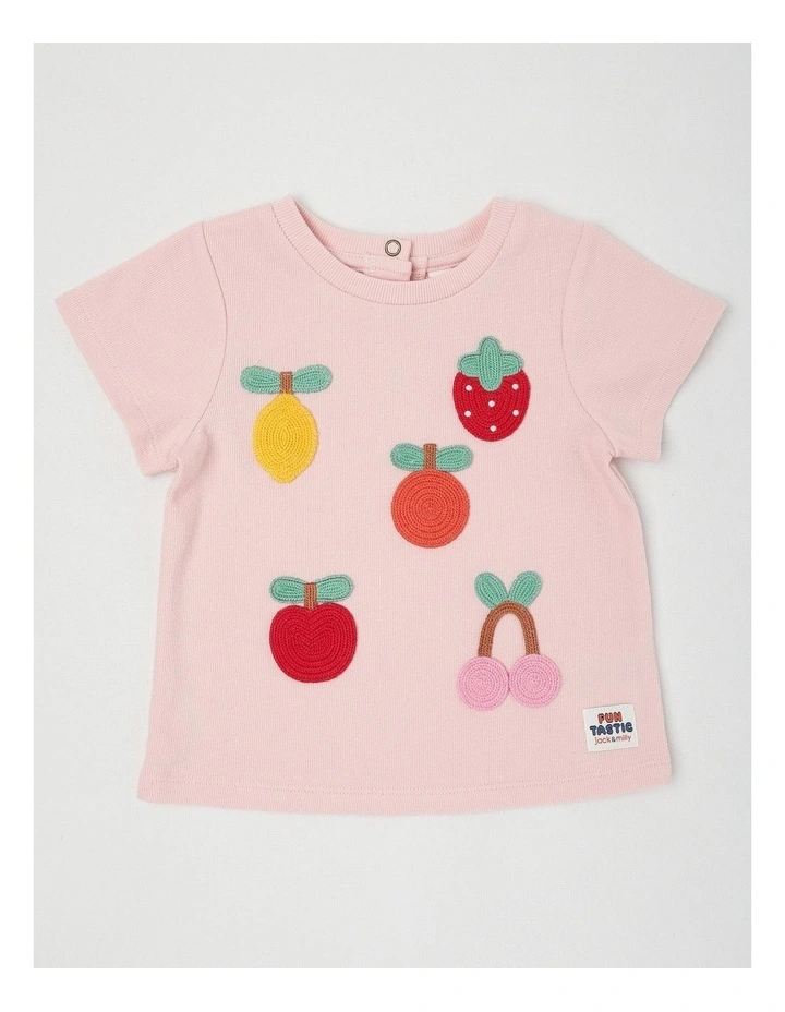 Ruby Top with Crochet Fruits in Pink image 1