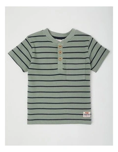 Stanley Textured Stripe Henley in Green