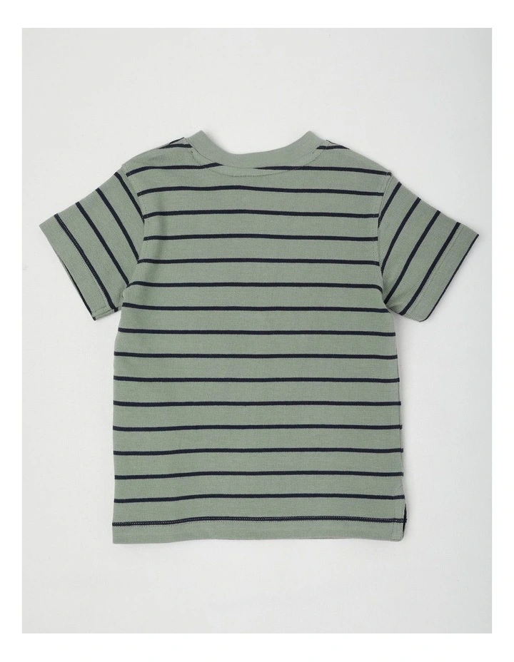 Stanley Textured Stripe Henley in Green image 3