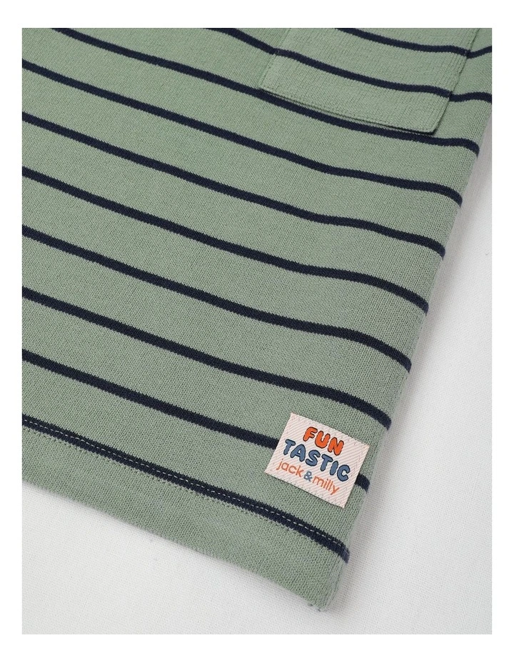 Stanley Textured Stripe Henley in Green image 4
