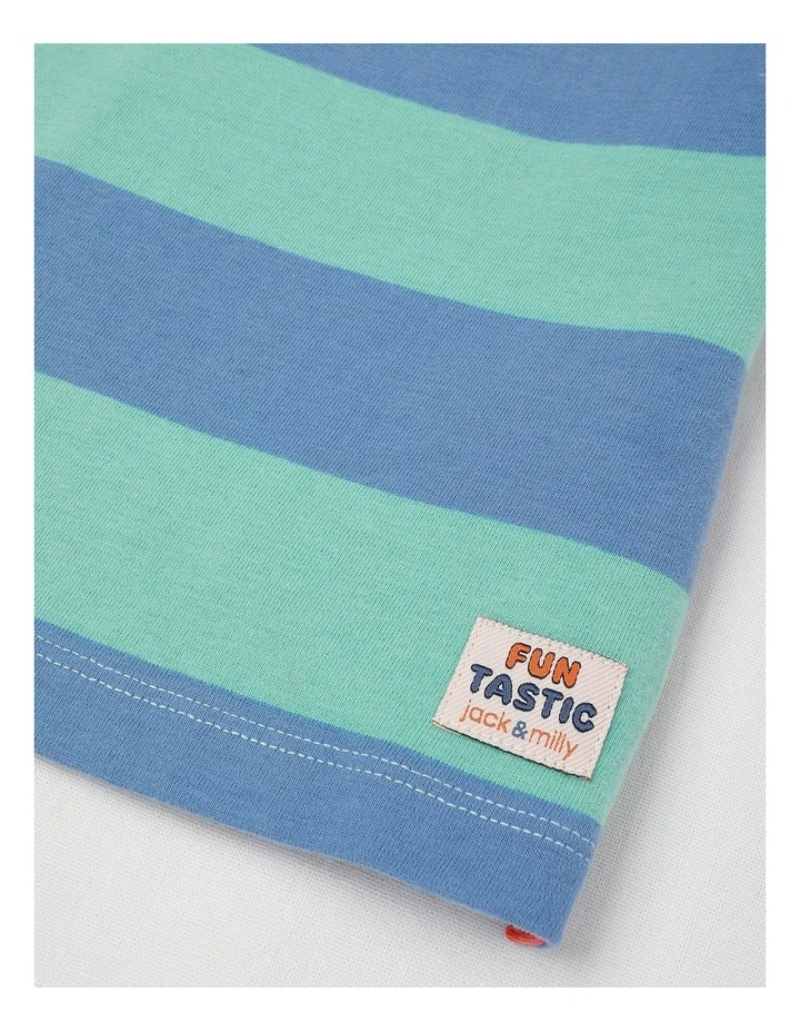 Reggie Stripe Polo with Palm Tree Embroidery in Blue image 4