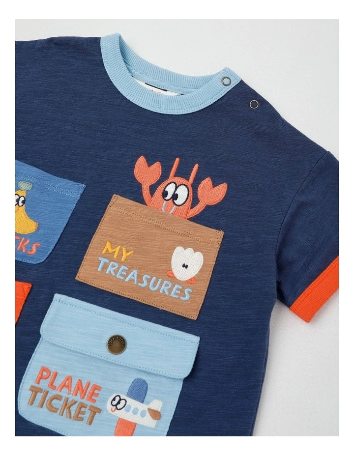Ringo Novelty Pocket Tee in Navy image 2