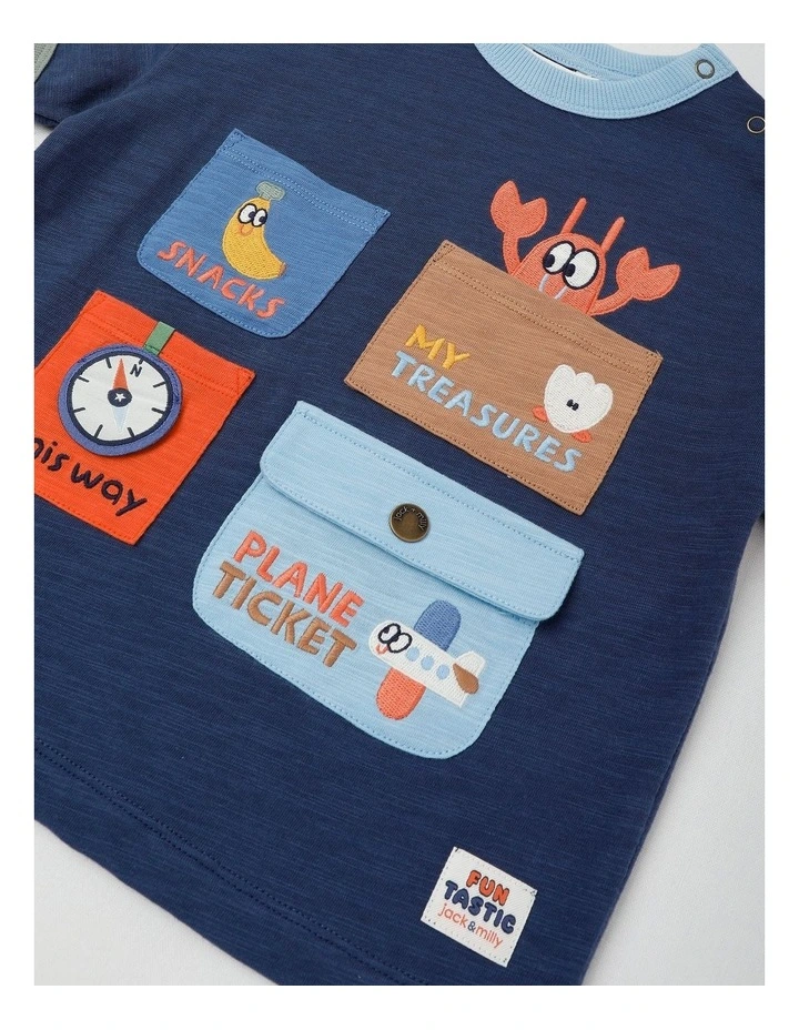 Ringo Novelty Pocket Tee in Navy image 4