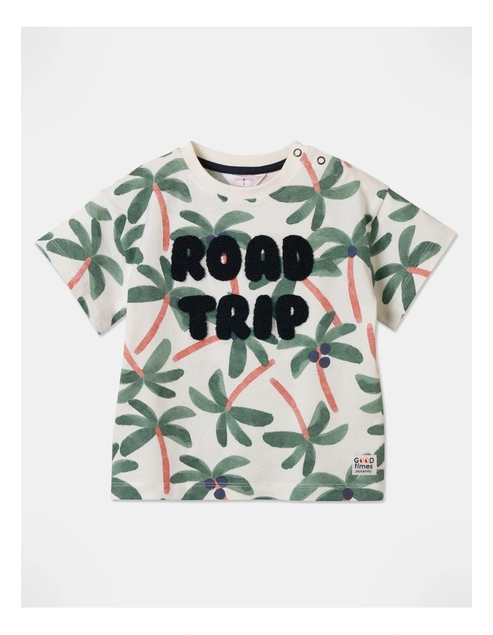 Albi Drop Shoulder Road Trip Tee in Cream image 1