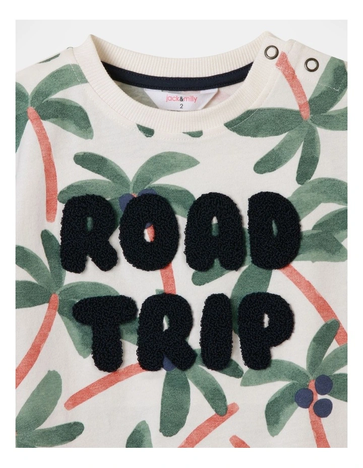 Albi Drop Shoulder Road Trip Tee in Cream image 2