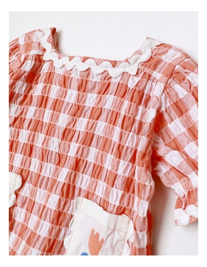 Rita Gingham Blouse in Coral image 2
