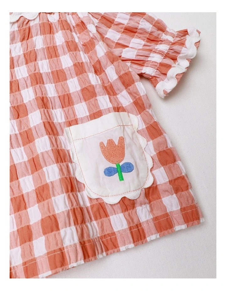 Rita Gingham Blouse in Coral image 4
