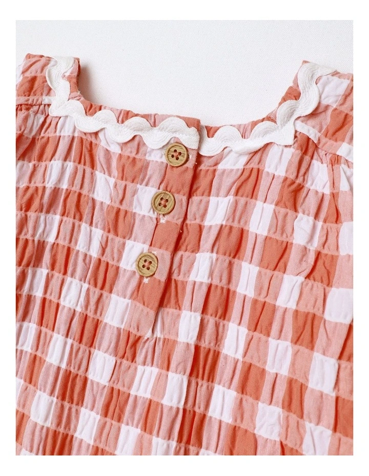 Rita Gingham Blouse in Coral image 5