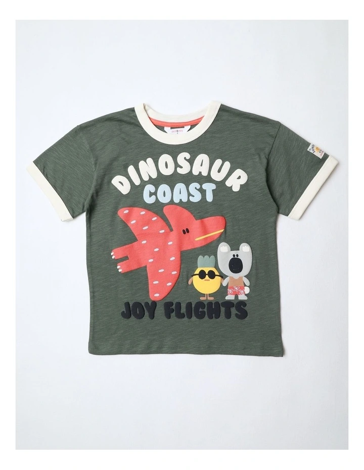 Rio Ringer Tee With Dinosaur Coast Puff Print in Green image 1