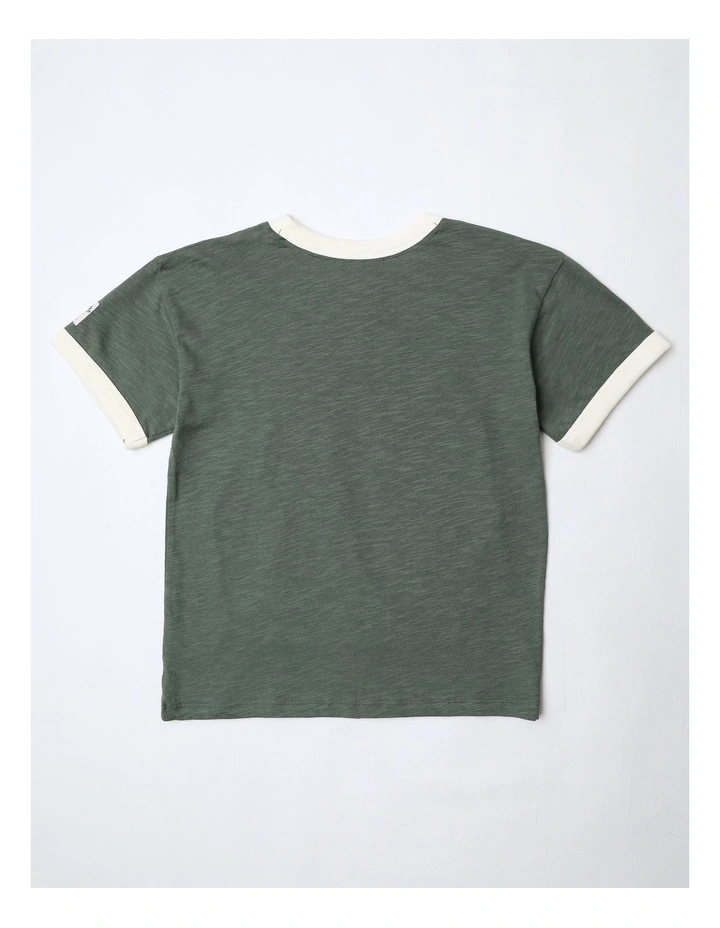 Rio Ringer Tee With Dinosaur Coast Puff Print in Green image 2
